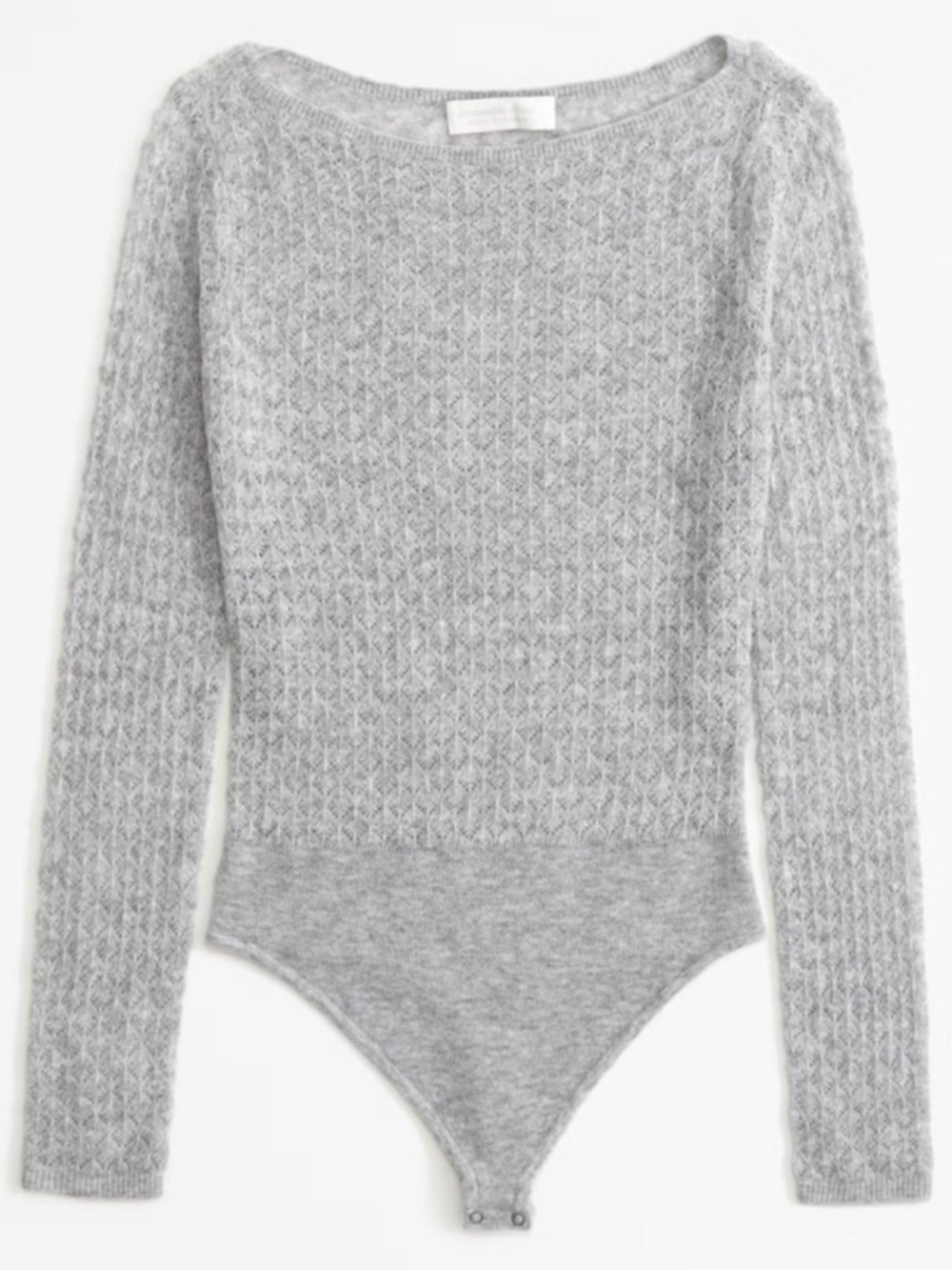 Abercrombie & Fitch Heather Gray Knit Long-Sleeve Bodysuit